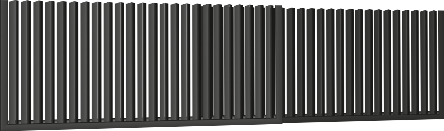 Segmentowa brama z pionowymi panelami o wymiarach 120x20